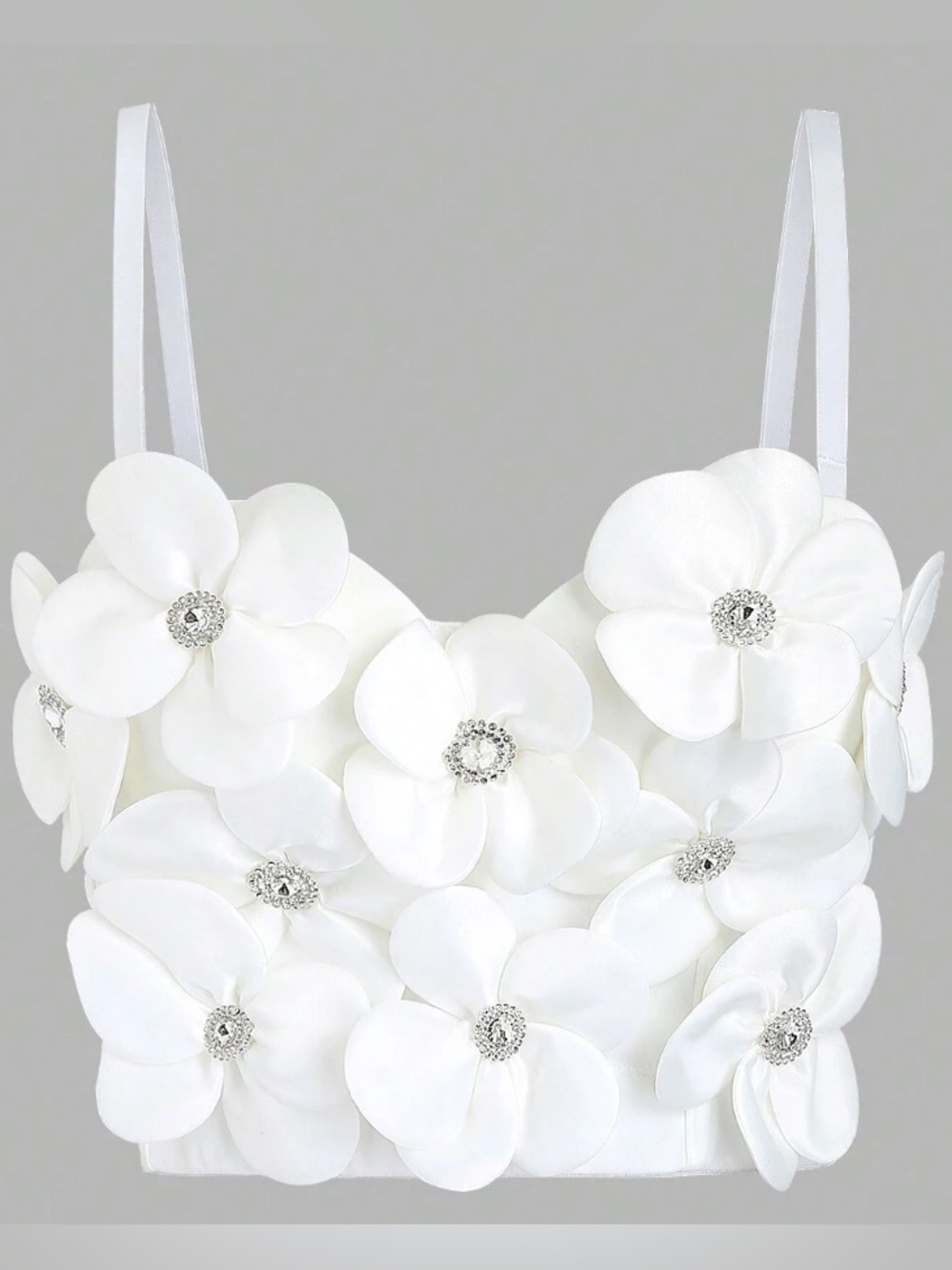 NWOT SHEIN 3D Floral Ivory Cami Crop Top in Women's US Size L